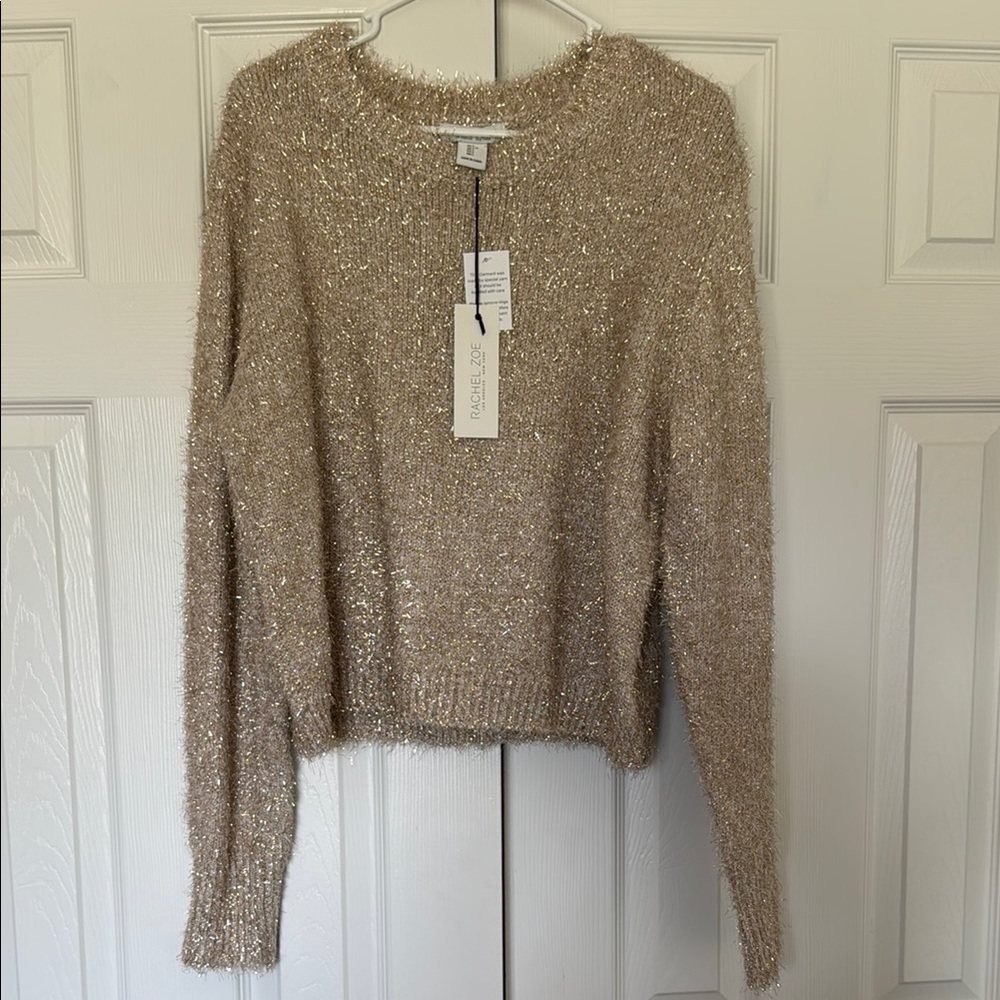 Rachel Zoe gold metallic sweater